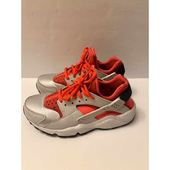 Nike Huarache Womens Athletic Running Shoes Silver/Orange Size 5.5 - Picture 5 of 8